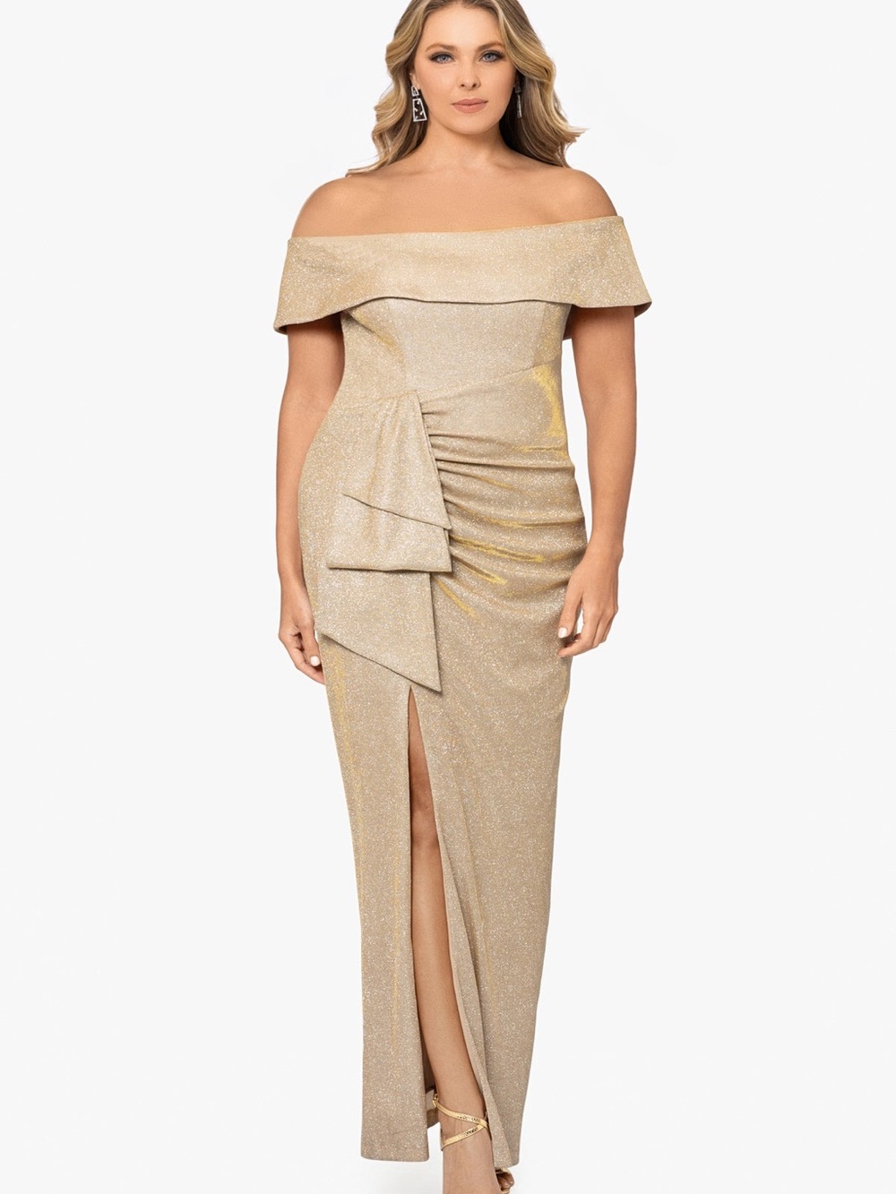 Tessa Glitter Off the Shoulder Ruffle Dress